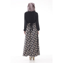 women long sleeve full length muslim kaftan islamic floral maxi dress arab jilbab wear TIML66