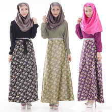 women long sleeve full length muslim kaftan islamic floral maxi dress arab jilbab wear TIML66