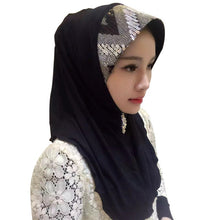 women soft full cover scarf paillette embroider linen caps islamic shawls hijab muslim headwear TIML66