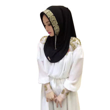 New Women Vintage Muslim Golden Fringe Embroidery Floral Caps Hijab Islamic Full Cover Scarf Hats Y03 TIML66