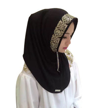 New Women Vintage Muslim Golden Fringe Embroidery Floral Caps Hijab Islamic Full Cover Scarf Hats Y03 TIML66