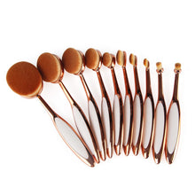Rose Gold 10pcs Tooth Brush Shape Oval Makeup Brush Set MULTIPURPOSE Professional Foundation Powder Brush Kit Makeup Tools TIML66