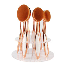 Rose Gold 10pcs Tooth Brush Shape Oval Makeup Brush Set MULTIPURPOSE Professional Foundation Powder Brush Kit Makeup Tools TIML66