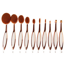 Rose Gold 10pcs Tooth Brush Shape Oval Makeup Brush Set MULTIPURPOSE Professional Foundation Powder Brush Kit Makeup Tools TIML66