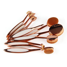 Rose Gold 10pcs Tooth Brush Shape Oval Makeup Brush Set MULTIPURPOSE Professional Foundation Powder Brush Kit Makeup Tools TIML66