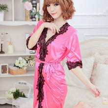 sexy womens silk robe lingerie g-string nightgown sleepwear dress bathrobe TIML66