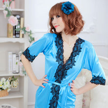 sexy womens silk robe lingerie g-string nightgown sleepwear dress bathrobe TIML66