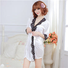 sexy womens silk robe lingerie g-string nightgown sleepwear dress bathrobe TIML66