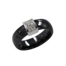 6mm Width Nano Ceramic Ring S925 Sterling Silver Ring Polished with CZ Diamond Embedded White Gold Electroplated Size #6 #7 #8 TIML66 TIML66