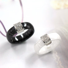 6mm Width Nano Ceramic Ring S925 Sterling Silver Ring Polished with CZ Diamond Embedded White Gold Electroplated Size #6 #7 #8 TIML66 TIML66