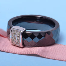 6mm Width Nano Ceramic Ring S925 Sterling Silver Ring Polished with CZ Diamond Embedded White Gold Electroplated Size #6 #7 #8 TIML66 TIML66