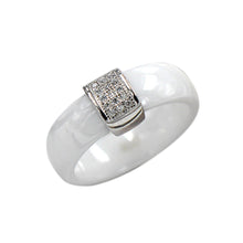 6mm Width Nano Ceramic Ring S925 Sterling Silver Ring Polished with CZ Diamond Embedded White Gold Electroplated Size #6 #7 #8 TIML66 TIML66