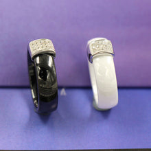 6mm Width Nano Ceramic Ring S925 Sterling Silver Ring Polished with CZ Diamond Embedded White Gold Electroplated Size #6 #7 #8 TIML66 TIML66