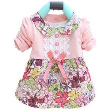 All Season Long Sleeve Doll Collar Baby Girls Dress 0-24Months Infant Floral Lace Bow Clothes Dresses TIML66