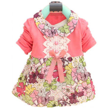All Season Long Sleeve Doll Collar Baby Girls Dress 0-24Months Infant Floral Lace Bow Clothes Dresses TIML66