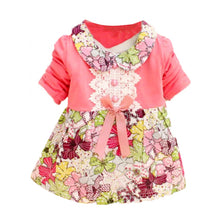 All Season Long Sleeve Doll Collar Baby Girls Dress 0-24Months Infant Floral Lace Bow Clothes Dresses TIML66