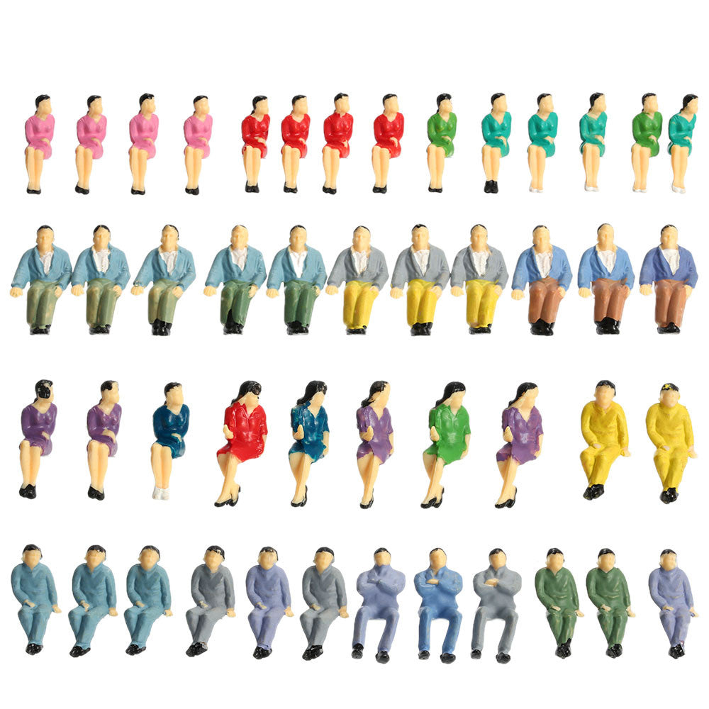All Seated and People Model 50Pcs Painted Figures Train Passengers Model People Model Building Layout 1:50 Scale TIML66 TIML66