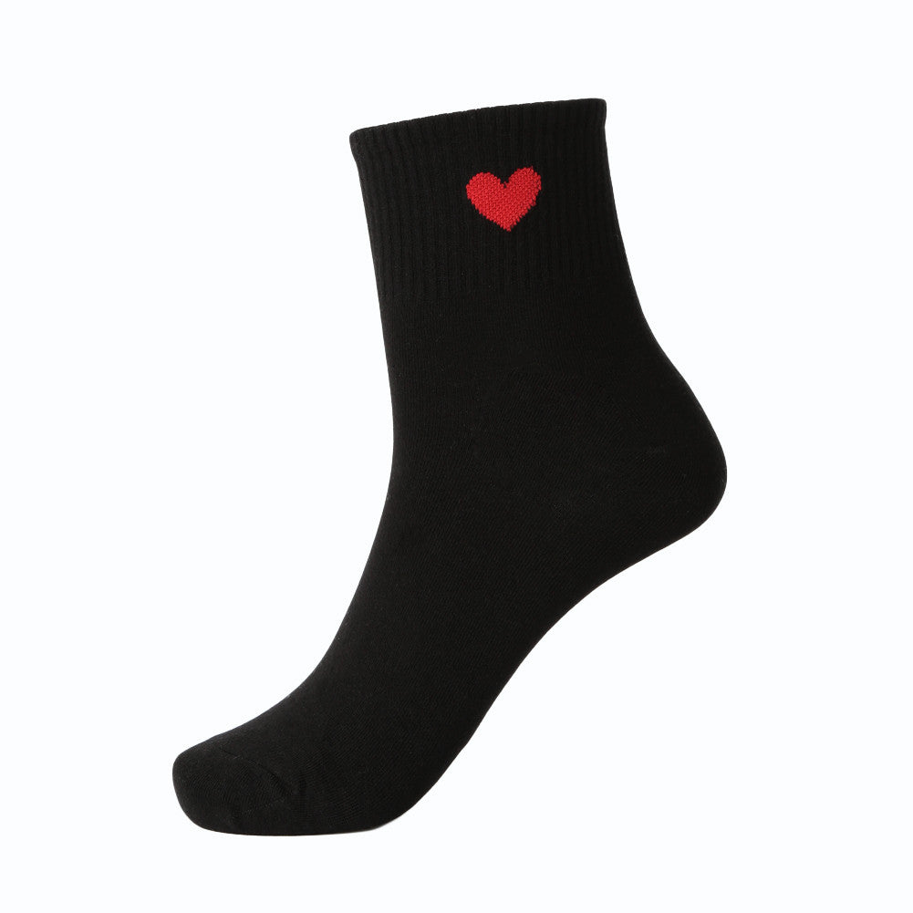 And Women Socks Harajuku Red Heart Cute College Sokken Calcetines Mujer Simple Basic Fresh Pug Socks TIML66 TIML66