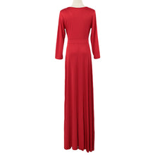 women maxi dress v neck three quarter sleeve dress solidcolor plus size dress elegant dress TIML66