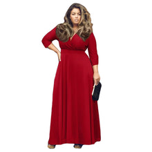 Women Maxi Dress V Neck Three Quarter Sleeve Dress Solid Color Plus Size Dress Elegant Dress TIML66 TIML66