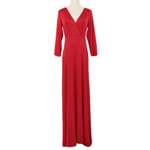 women maxi dress v neck three quarter sleeve dress solidcolor plus size dress elegant dress TIML66