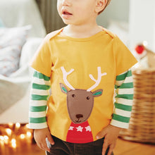 Cute Baby Boys Girl Long Sleeve Cotton Striped T shirts Children T-shirt Kids Infant Clothing Christmas Gifts TIML66