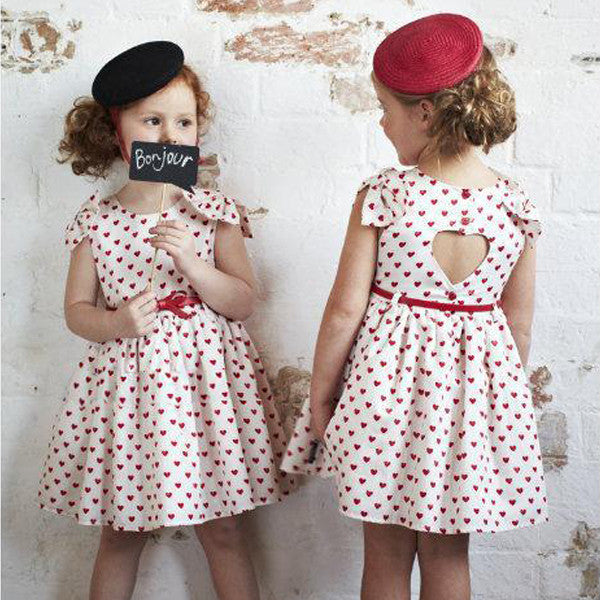 baby girls 2~7 Years bowknot love peach heart tutu princess dress kids backless chiffon dresses TIML66