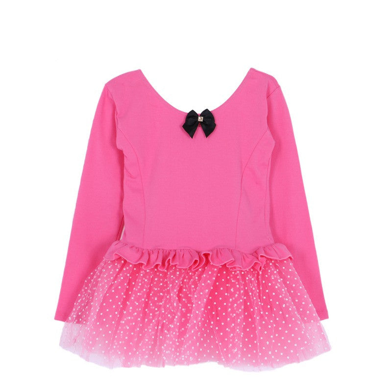 Baby Girls 3-8 Years Kids Long Sleeve Ballet Tutu Dress Dots Leotard Costume Dancewear TIML66