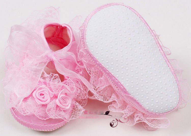 baby girls first walkers pink flowers laceborn baby shoes soft sole 2 colors TIML66