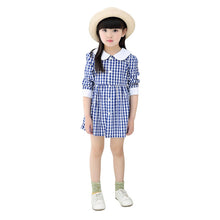 Baby Kids Girls Vogue Long Sleeve Plaid Dress Princess Collar Party Dress 0-4Y TIML66