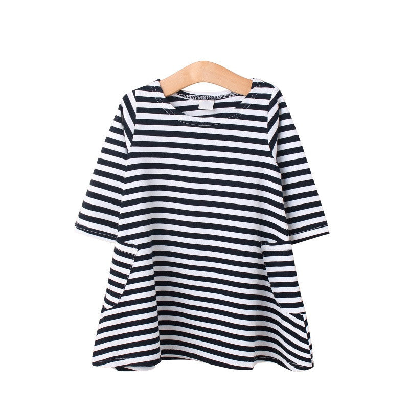 baby mom family matching outfits dress women kids pajamas stripe three quater sleeve mother and child clothing TIML66