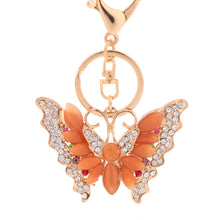 beautiful multicolorcrystal rhinestone opal butterfly pendant key ring women jewelry key chain for purse handbag TIML66