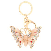 beautiful multicolorcrystal rhinestone opal butterfly pendant key ring women jewelry key chain for purse handbag TIML66