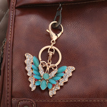 beautiful multicolorcrystal rhinestone opal butterfly pendant key ring women jewelry key chain for purse handbag TIML66