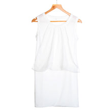 Women Dress Chiffon O Neck Office Dress Sleeveless Csual Bodycon Dress Vestidos Blue/White Plus Size TIML66