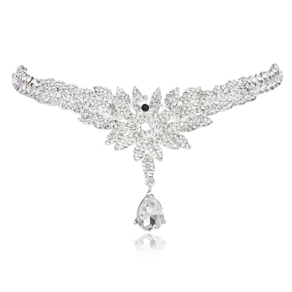 bling pendant crown headband water rhinestone hairband for wedding party forehead jewelry TIML66
