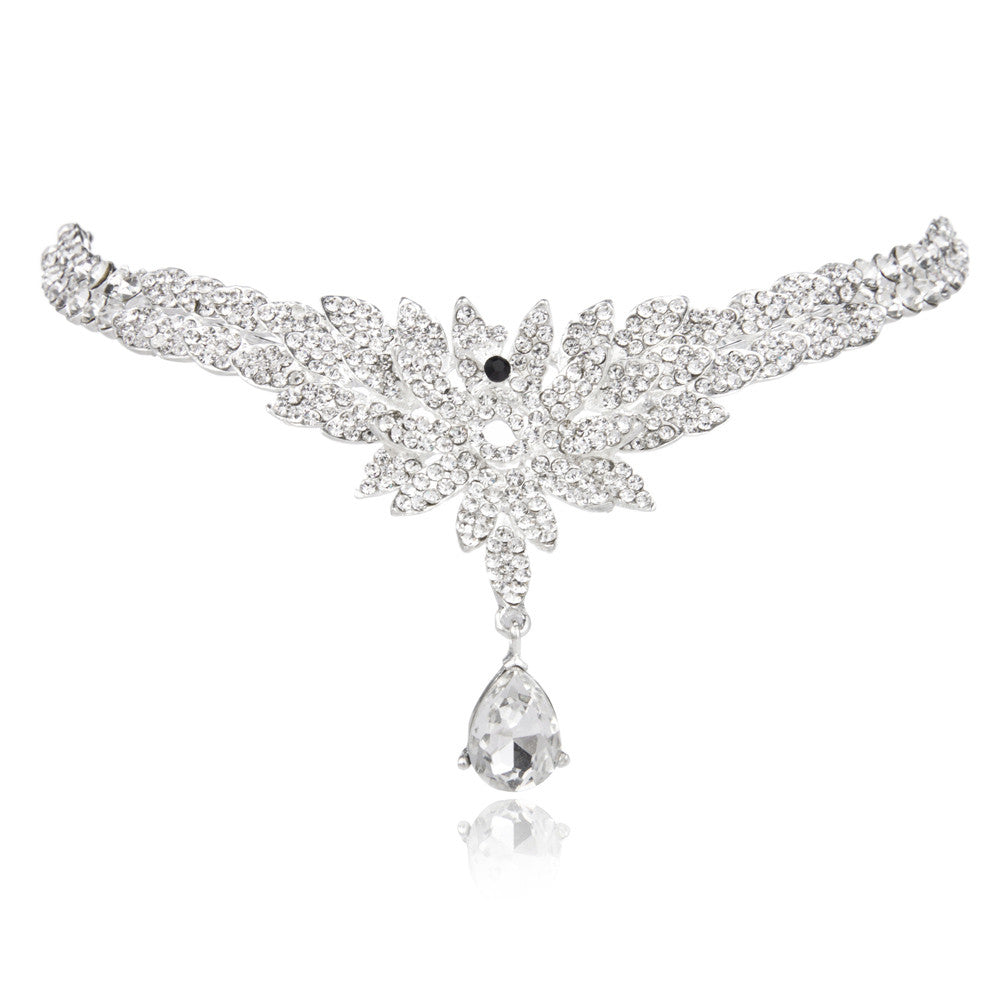 Bling Pendant Crown Headband Water Drop Rhinestone Hairband for Wedding Party Forehead Jewelry TIML66 TIML66