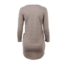 bodycon women sexy dress round neck 3/4 sleeve twist front night club mini party dresses plus size vestidos coffee TIML66