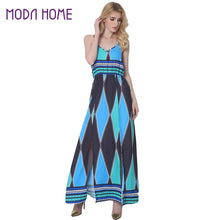 Boho Vintage Geometric Print Women Maxi Dress V Neck Sleeveless Side Split Beach Long Dress Plus Size Sexy Ladies Dress Vestidos TIML66 TIML66
