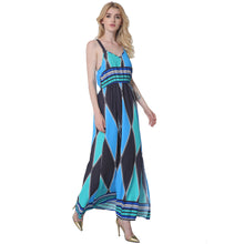 Boho Vintage Geometric Print Women Maxi Dress V Neck Sleeveless Side Split Beach Long Dress Plus Size Sexy Ladies Dress Vestidos TIML66 TIML66