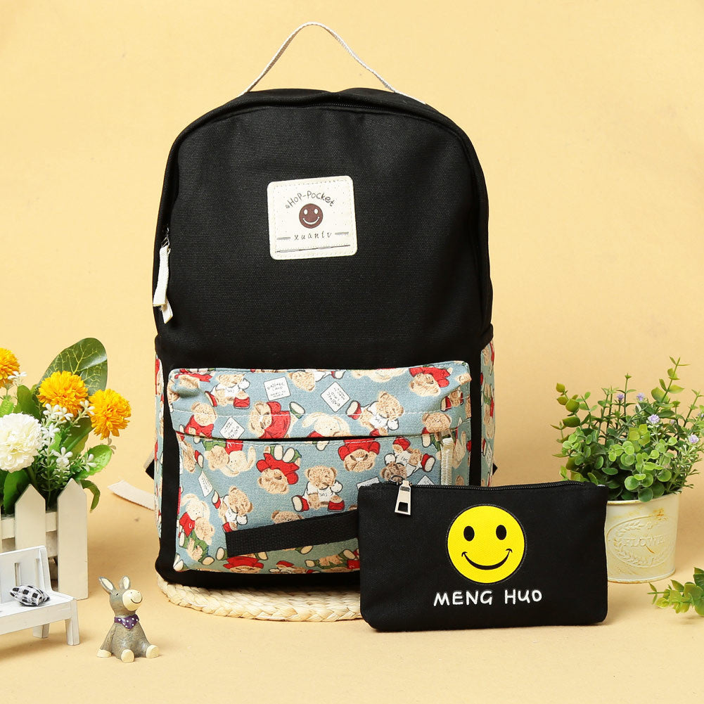 canvas women backpack big capacity travel smiley school bags for teenagers cartoon backpack for girls mochilas escolar TIML66