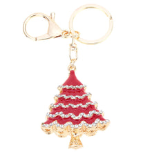 design christmas tree couple keychain retro hollow out rhinestone key ring holder jewelry TIML66