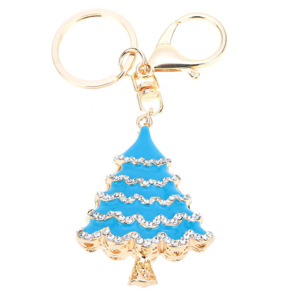 Christmas Tree Couple Keychain Retro Hollow Out Rhinestone Key Ring Holder Jewelry TIML66 TIML66