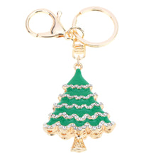 design christmas tree couple keychain retro hollow out rhinestone key ring holder jewelry TIML66