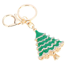 Christmas Tree Couple Keychain Retro Hollow Out Rhinestone Key Ring Holder Jewelry TIML66 TIML66