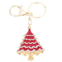Christmas Tree Couple Keychain Retro Hollow Out Rhinestone Key Ring Holder Jewelry TIML66 TIML66