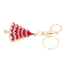 design christmas tree couple keychain retro hollow out rhinestone key ring holder jewelry TIML66
