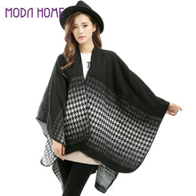 women scarf faux cashmere pashmina houndstooth double sided print vintage scarves long thick warm shawl poncho TIML66