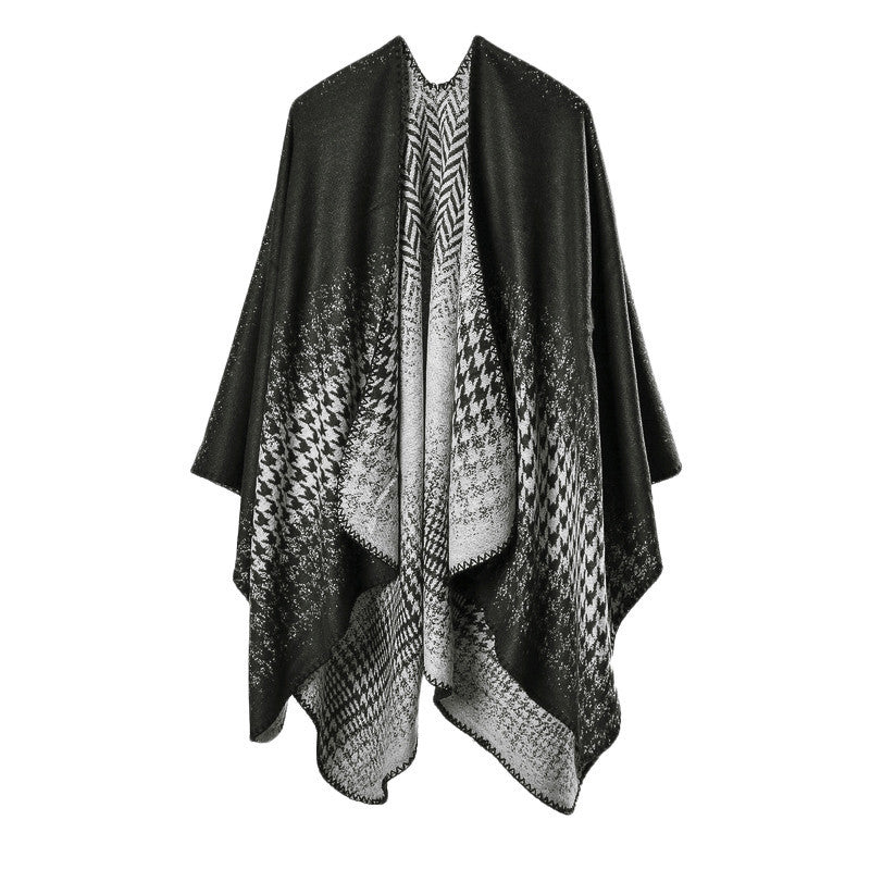women scarf faux cashmere pashmina houndstooth double sided print vintage scarves long thick warm shawl poncho TIML66