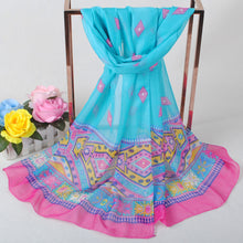 Women Chiffon Scarf Shawl Special Print Contrast Color Soft Smooth Scarf Long Silk Scarves Thin Pashmina Ladies Foulard TIML66 TIML66